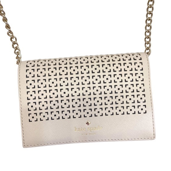 Kate spade cream saffiano perforated leather mini crossbody bag - Picture 1 of 7